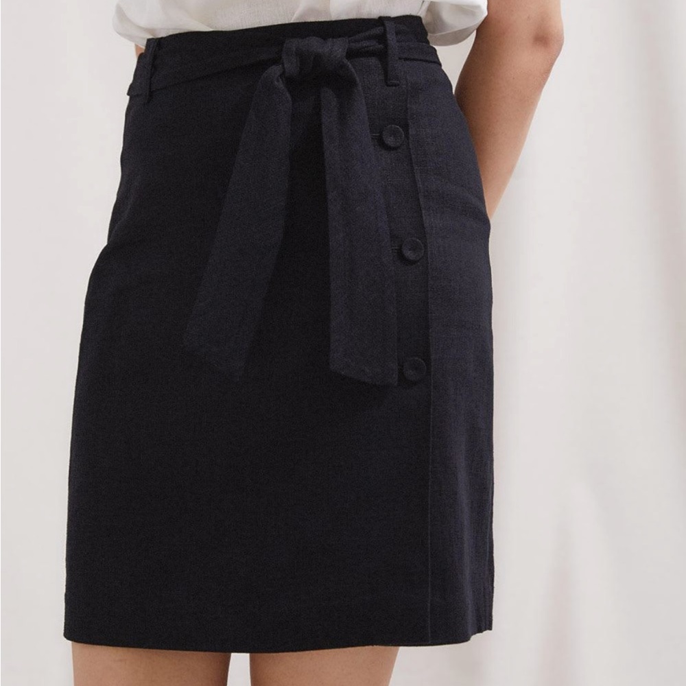 RW&CO Linen High Waisted Belted Skirt